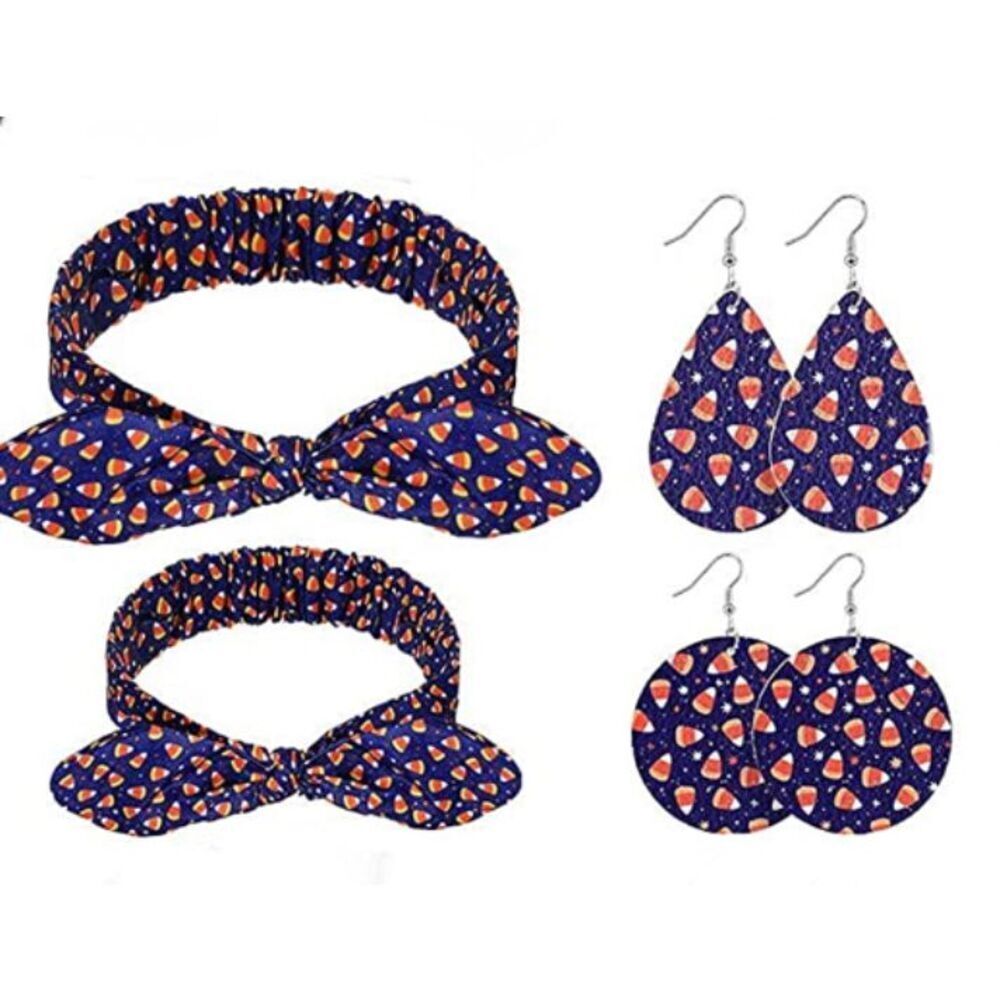 🌻5/$20🌻 Mommy and Me Matching Candy Corn Halloween Headband and Earrings Set
